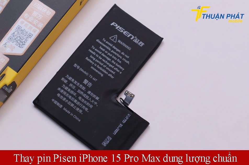 Thay pin Pisen iPhone 15 Pro Max dung lượng chuẩn