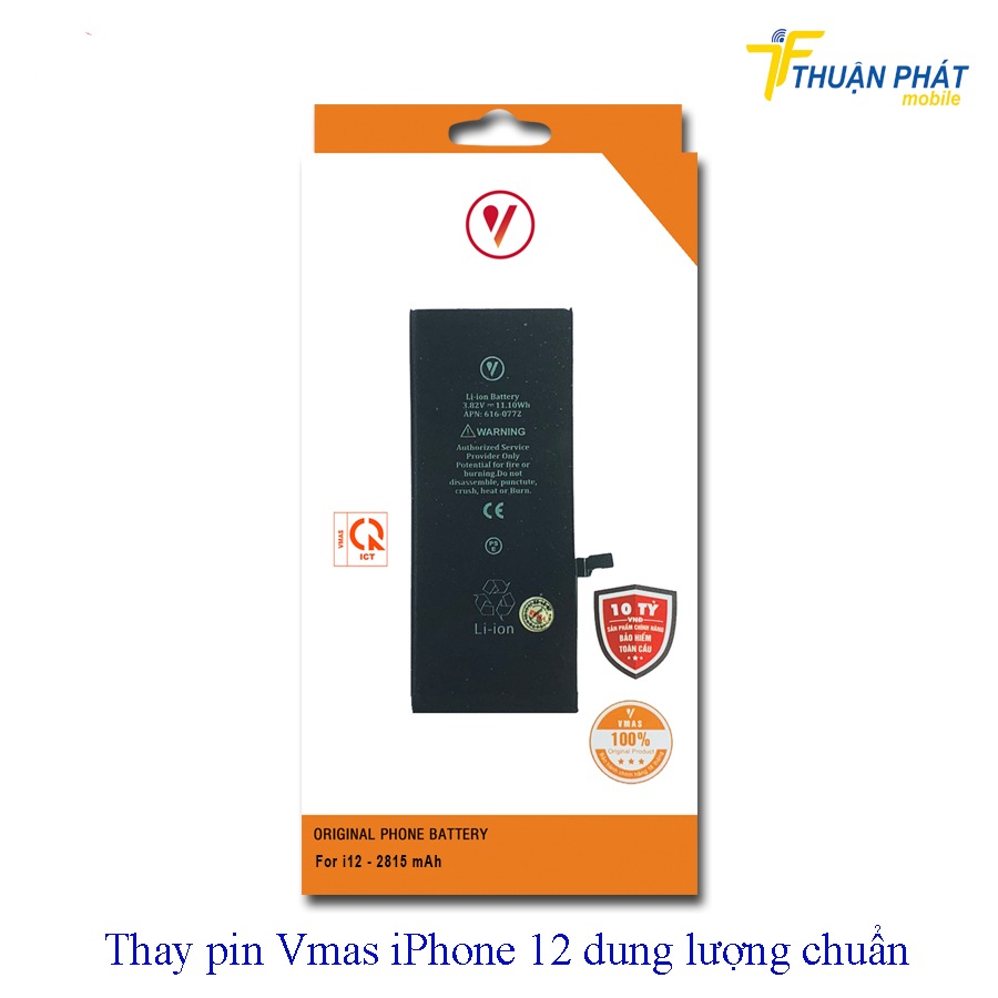 Thay pin Vmas iPhone 12 dung lượng chuẩn