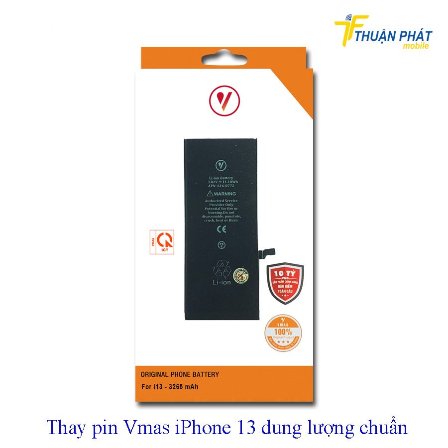 Thay pin Vmas iPhone 13 dung lượng chuẩn