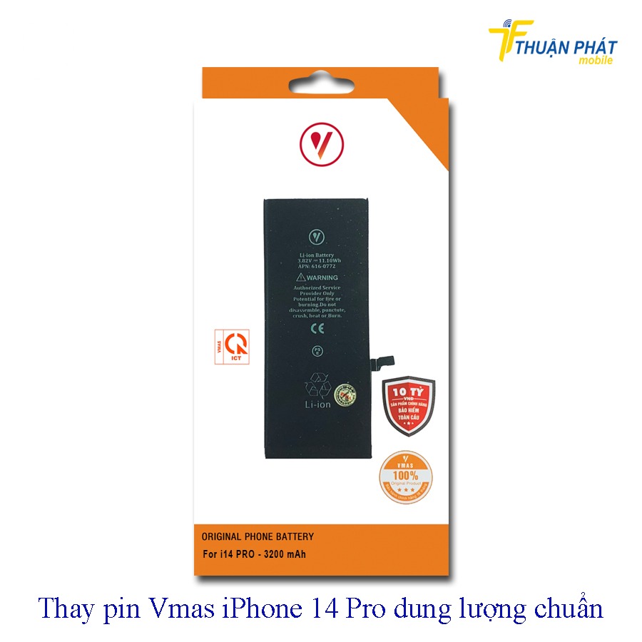 Thay pin Vmas iPhone 14 Pro dung lượng chuẩn