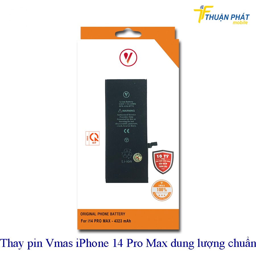 Thay pin Vmas iPhone 14 Pro Max dung lượng chuẩn