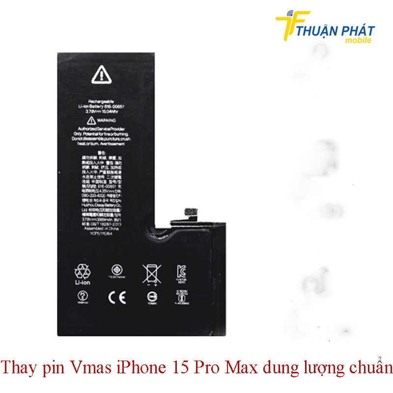 Thay pin Vmas iPhone 15 Pro Max dung lượng chuẩn