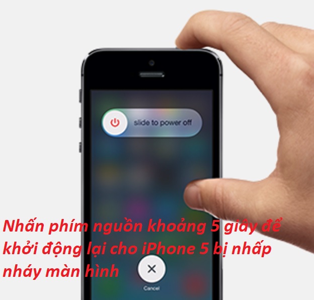 khac phuc man hinh iphone 5 bi nhap nhay an nut nguon
