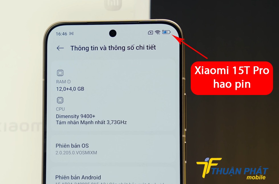 Xiaomi 15T Pro hao pin