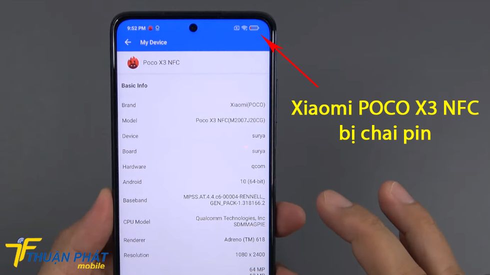 Xiaomi POCO X3 NFC bị chai pin