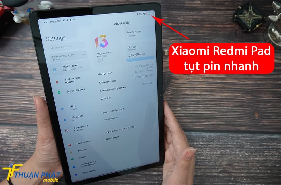 Xiaomi Redmi Pad tụt pin nhanh